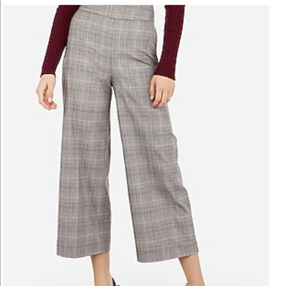 Express High Waisted Plaid Culottes
